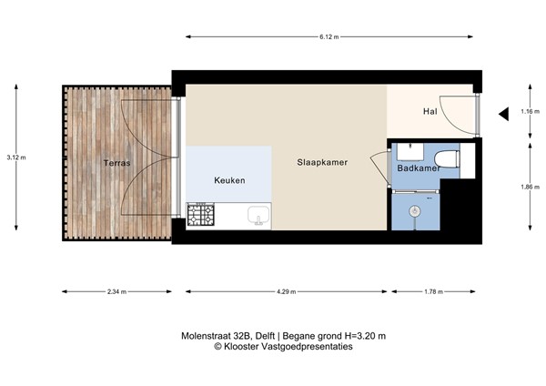 Plattegrond - Molenstraat 32B, 2611 KB Delft - Begane grond.jpg